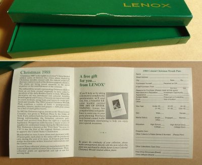 画像2: LENOX レノックス USA  1988 コロニアル・クリスマス・リース・プレート 27cm 箱付き