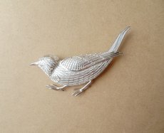 画像1: ブローチ 鳥 シルバー 7.5cm デッドストック 【送料無料】 (1)