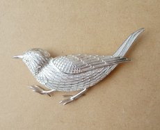 画像2: ブローチ 鳥 シルバー 7.5cm デッドストック 【送料無料】 (2)
