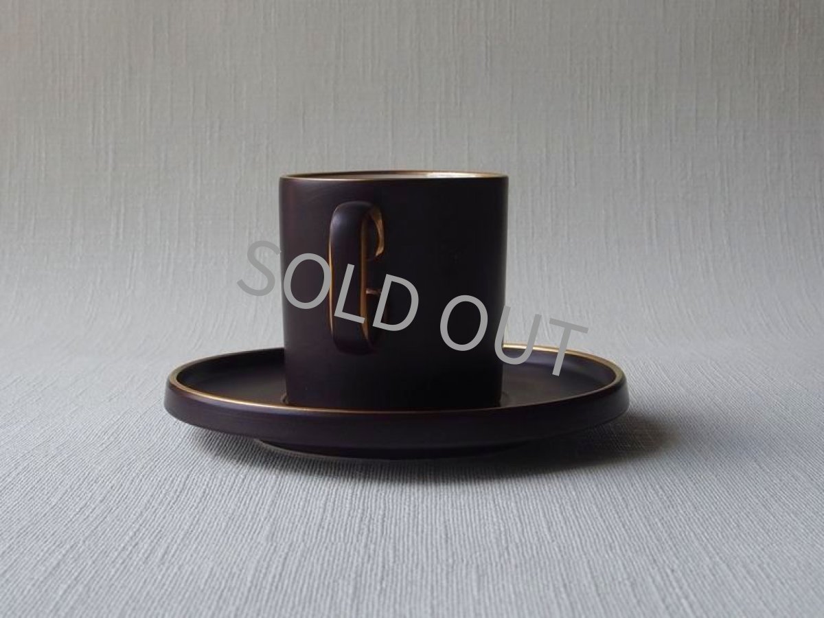 画像2: ナカヤマ陶器  デミタス カップ＆ソーサー 6客　茶 金彩 (2)