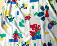 画像13: ロングスカート プリーツ 原色ボタニカル 80-90s古着 Ｌ【送料込み】 (13)