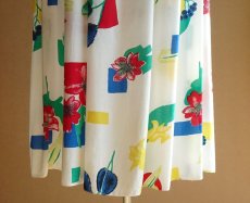 画像18: ロングスカート プリーツ 原色ボタニカル 80-90s古着 Ｌ【送料込み】 (18)