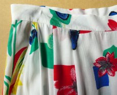 画像5: ロングスカート プリーツ 原色ボタニカル 80-90s古着 Ｌ【送料込み】 (5)