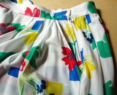 画像6: ロングスカート プリーツ 原色ボタニカル 80-90s古着 Ｌ【送料込み】 (6)