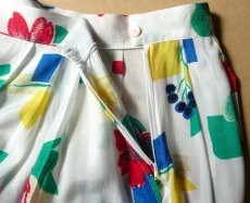 画像7: ロングスカート プリーツ 原色ボタニカル 80-90s古着 Ｌ【送料込み】 (7)