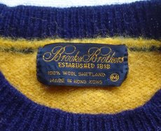 画像7: Brooks Brothers/ブルックスブラザーズ 丸首セーター メンズM 紺黄ボーダー (7)