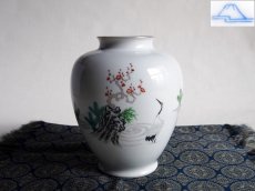 画像1: 深川製磁　花瓶 鶴文　丈19.5cm (1)