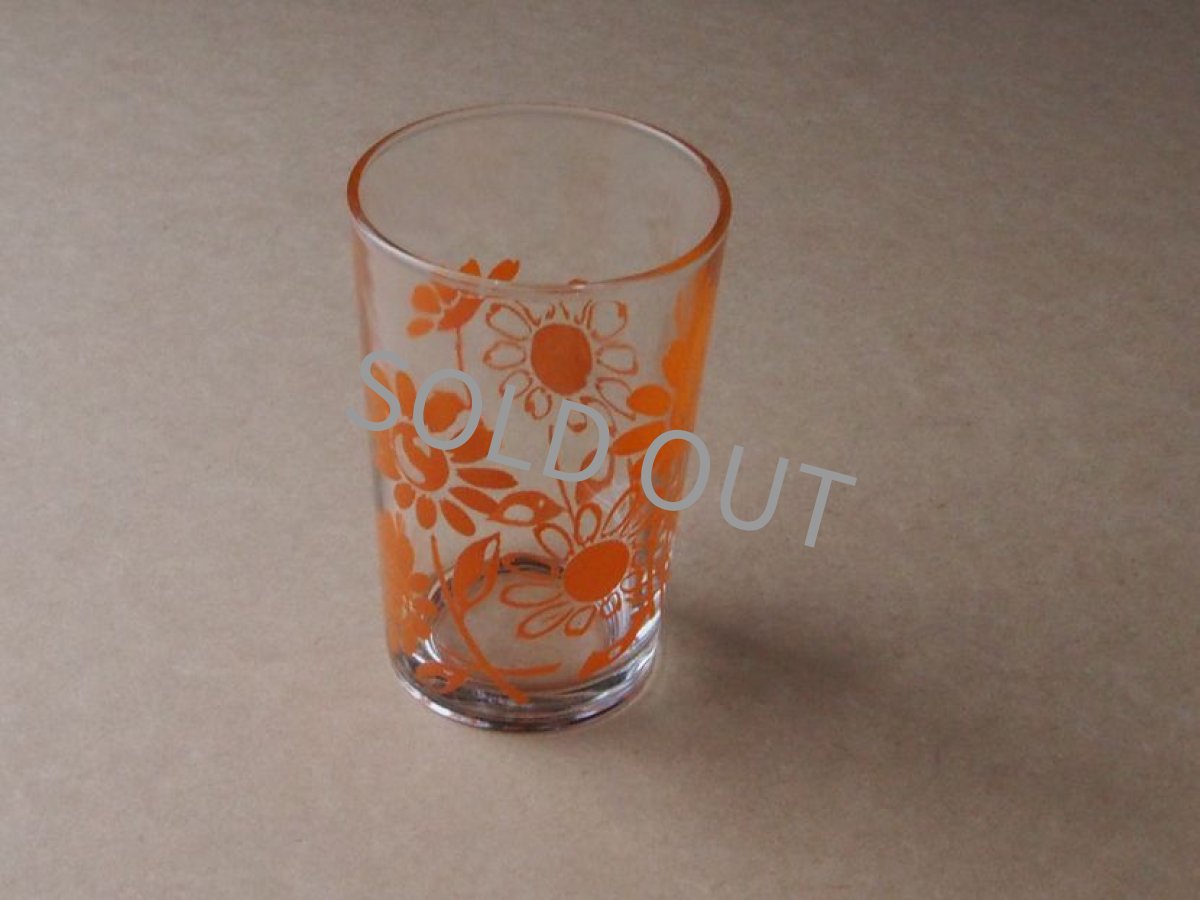 画像4: □outlet□ 6オンス タンブラー オレンジ花柄 昭和レトロ  (4)