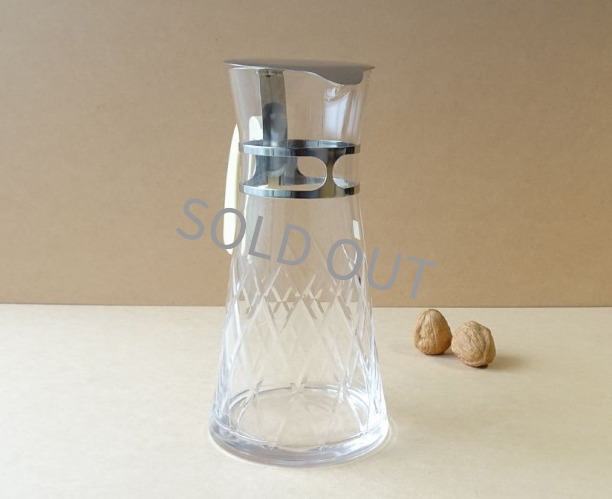 画像9: テーブルウェア　ガラス水差し ピッチャー 矢来カット 昭和レトロ (9)