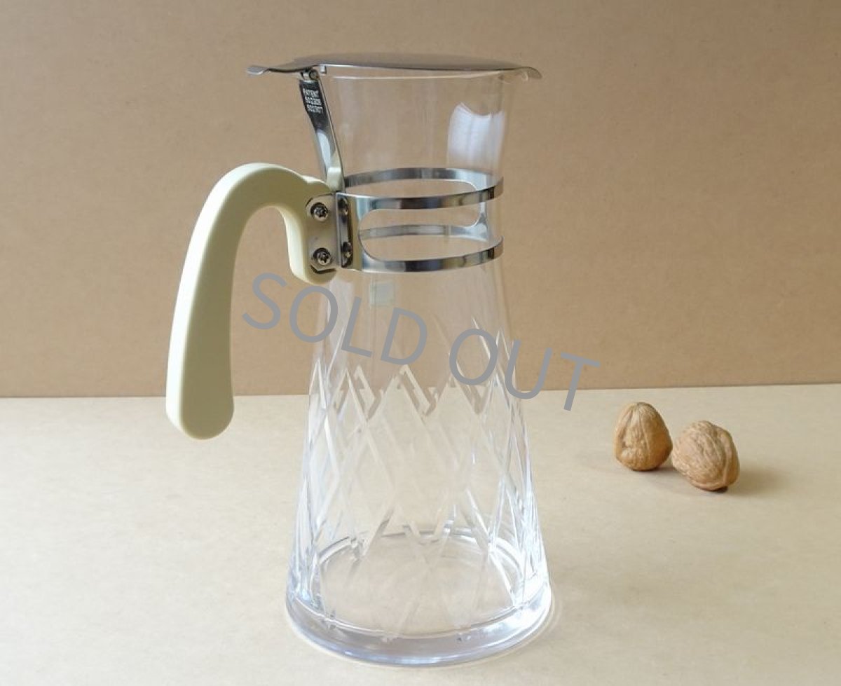 画像8: テーブルウェア　ガラス水差し ピッチャー 矢来カット 昭和レトロ (8)