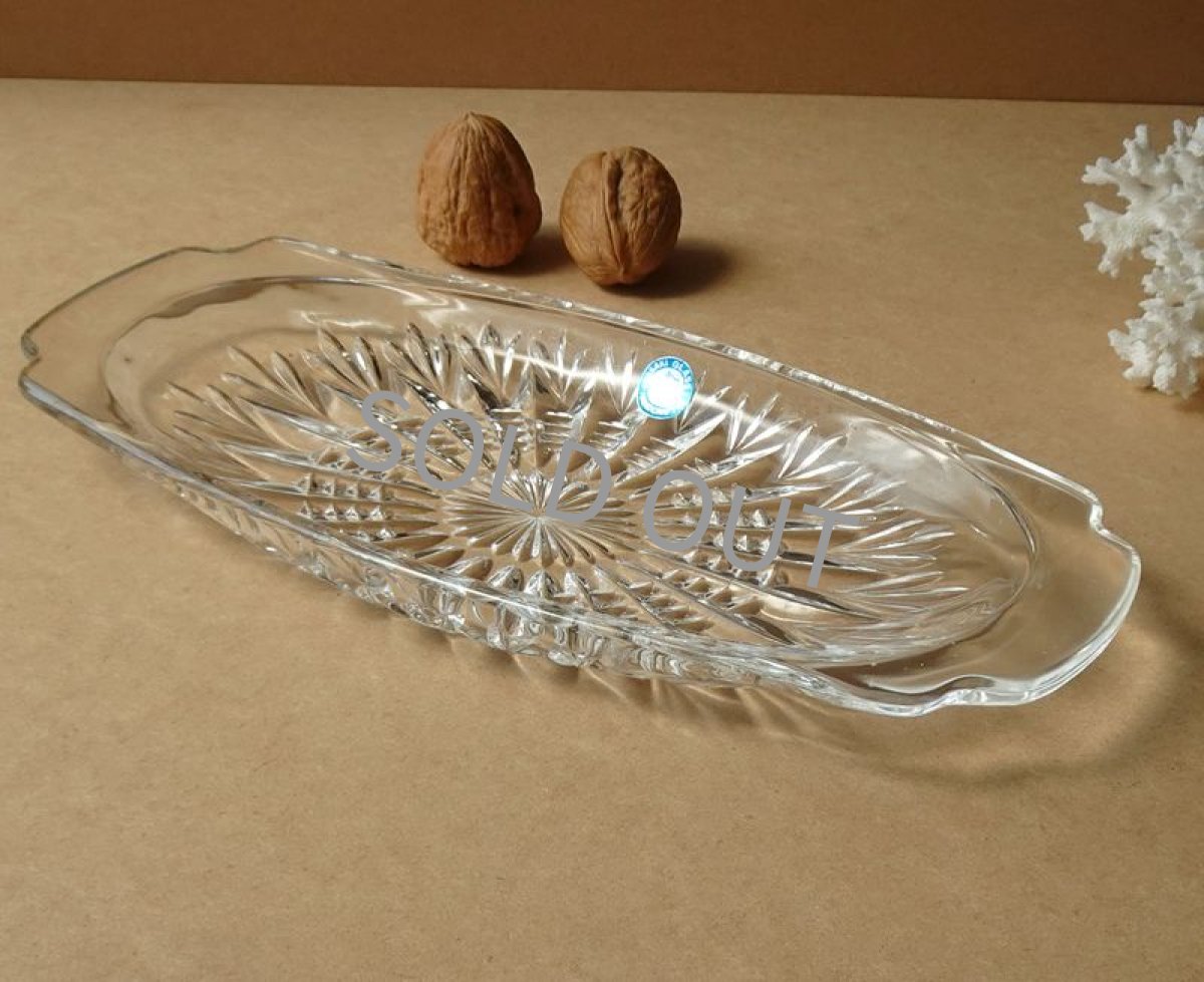 画像2: 佐々木硝子　だ円ガラス皿 デザート皿 昭和レトロ (2)