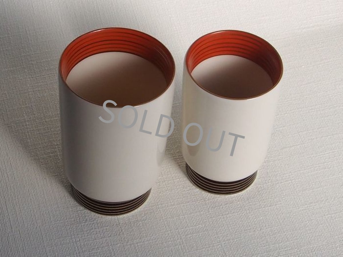 画像4: 香蘭社　夫婦湯呑　柿×黒 (4)