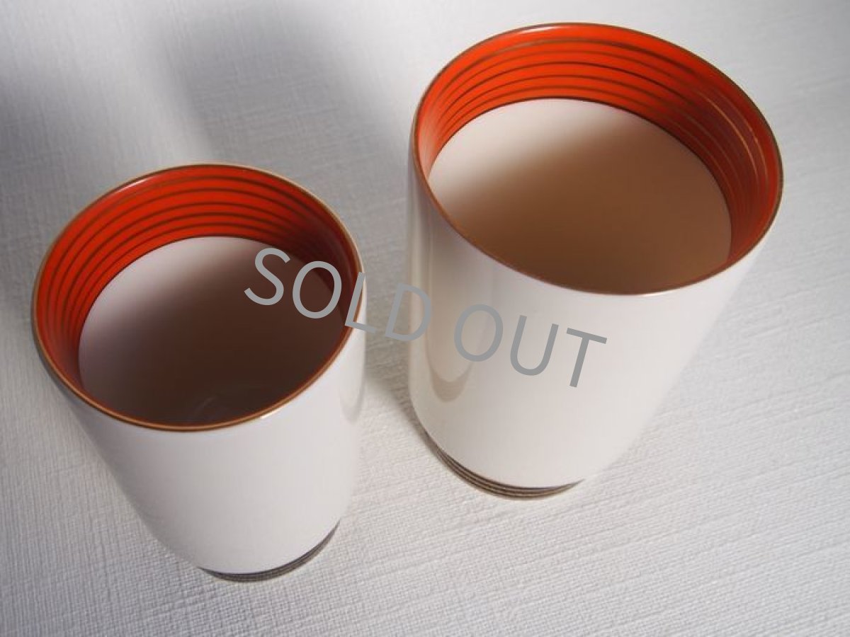 画像5: 香蘭社　夫婦湯呑　柿×黒 (5)