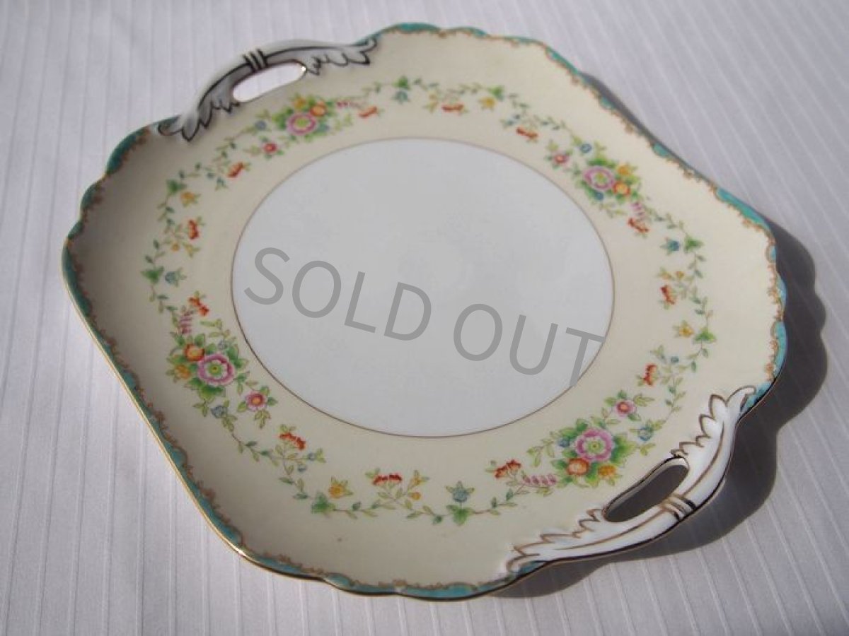 画像4: ノリタケ マルキ印　耳付き皿 クリーム花 里帰り (4)