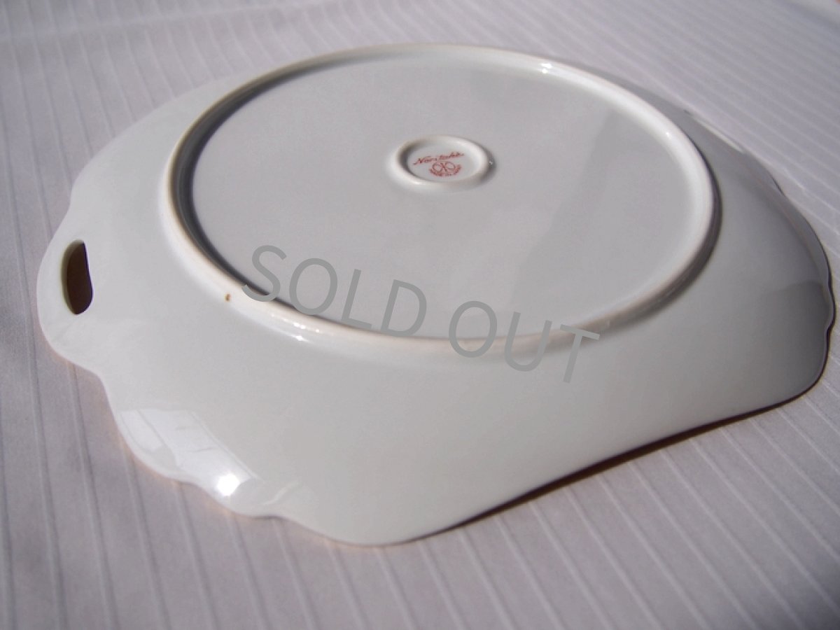 画像12: ノリタケ マルキ印　耳付き皿 クリーム花 里帰り (12)