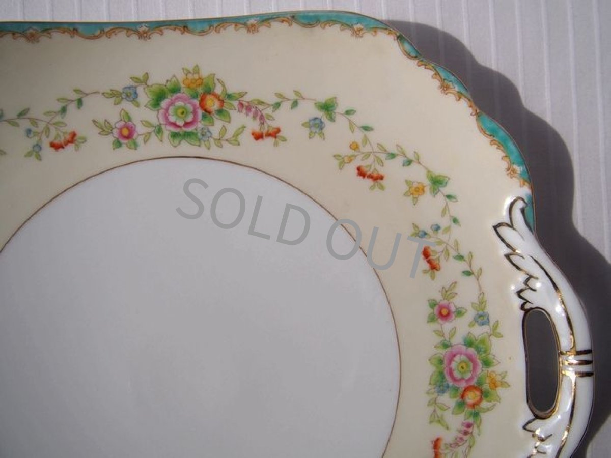 画像2: ノリタケ マルキ印　耳付き皿 クリーム花 里帰り (2)