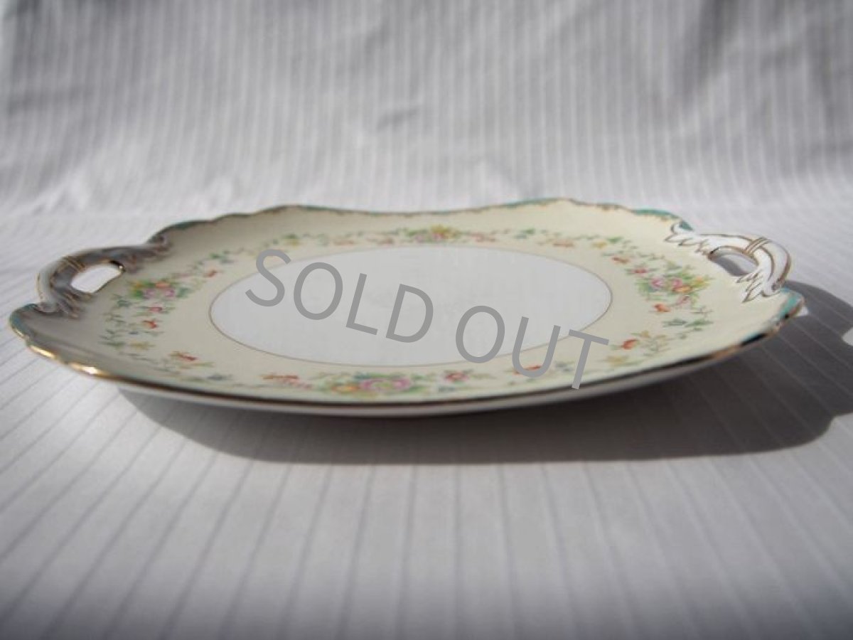 画像5: ノリタケ マルキ印　耳付き皿 クリーム花 里帰り (5)