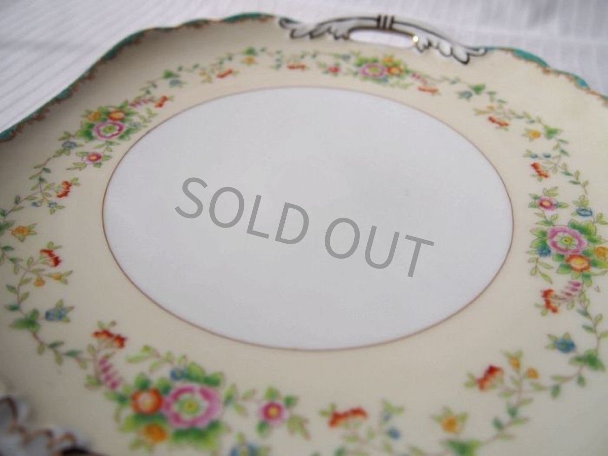 画像7: ノリタケ マルキ印　耳付き皿 クリーム花 里帰り (7)