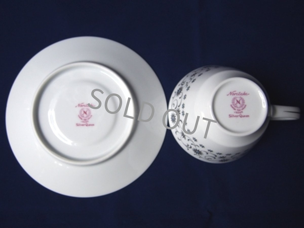 画像5: プレミアノリタケ  SilverQueen　カップ＆ソーサー　銀青 (5)