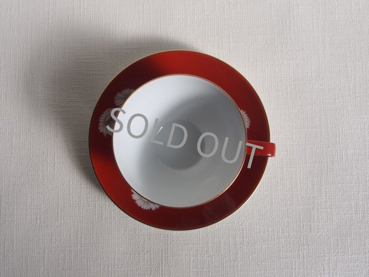 画像9: プレミアノリタケ　カップ＆ソーサー　朱地白菊  (9)