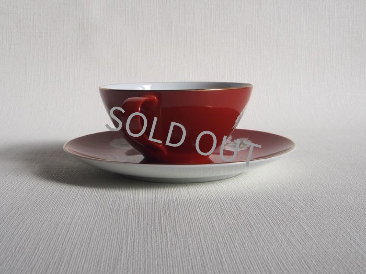 画像5: プレミアノリタケ　カップ＆ソーサー　朱地白菊  (5)