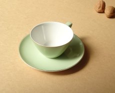 画像17: ノリタケ 東洋陶器　カップ＆ソーサー ミントグリーン 若草色 金彩 1950's (17)