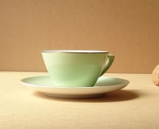 画像3: ノリタケ 東洋陶器　カップ＆ソーサー ミントグリーン 若草色 金彩 1950's (3)