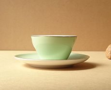 画像4: ノリタケ 東洋陶器　カップ＆ソーサー ミントグリーン 若草色 金彩 1950's (4)
