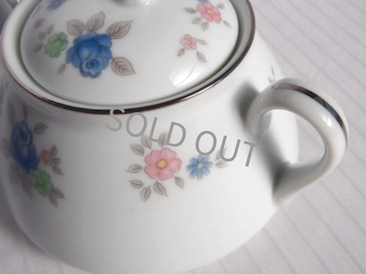 画像8: プレミアノリタケ 早春　シュガーポット　青バラ (8)