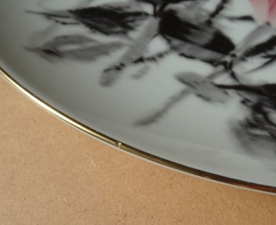 画像3: プレミアノリタケ　サイン入り飾皿　バラ 26.5cm 1960’s