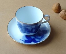 画像2: 大倉陶園 カップ＆ソーサー モーニングカップ ブルーローズ 岡染め (2)
