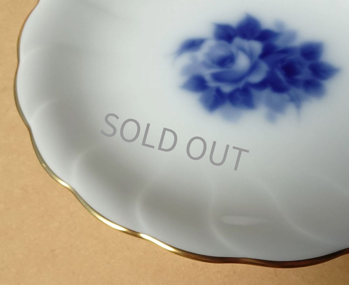 画像7: 大倉陶園　小さなコンポート　ブルーローズ 岡染め 14cm (7)