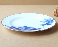 画像10: 大倉陶園 ケーキ皿 ブルーローズ 岡染め 20cm (10)