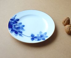 画像5: 大倉陶園 ケーキ皿 ブルーローズ 岡染め 20cm (5)