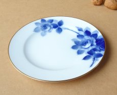画像7: 大倉陶園 ケーキ皿 ブルーローズ 岡染め 20cm (7)