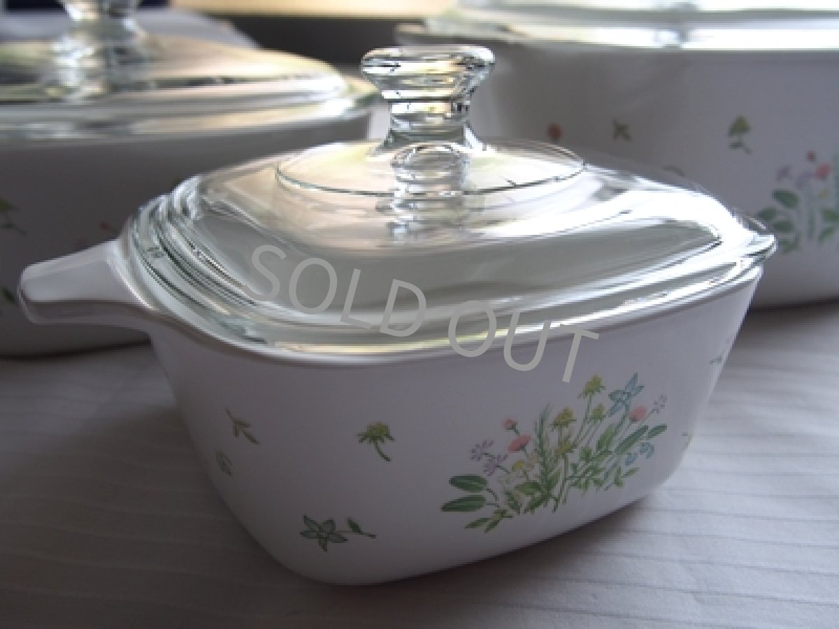 画像7: パイロセラム USA製 コーニング社　直火用両手鍋 3点セット ハーブカントリー (7)
