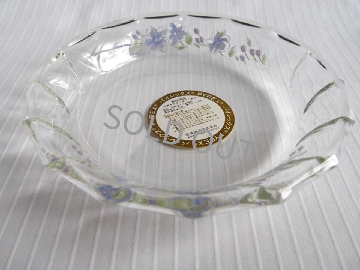 画像8: レトロ パイレックス　耐熱パイ皿 中　　19cm 紫花　日本製 (8)