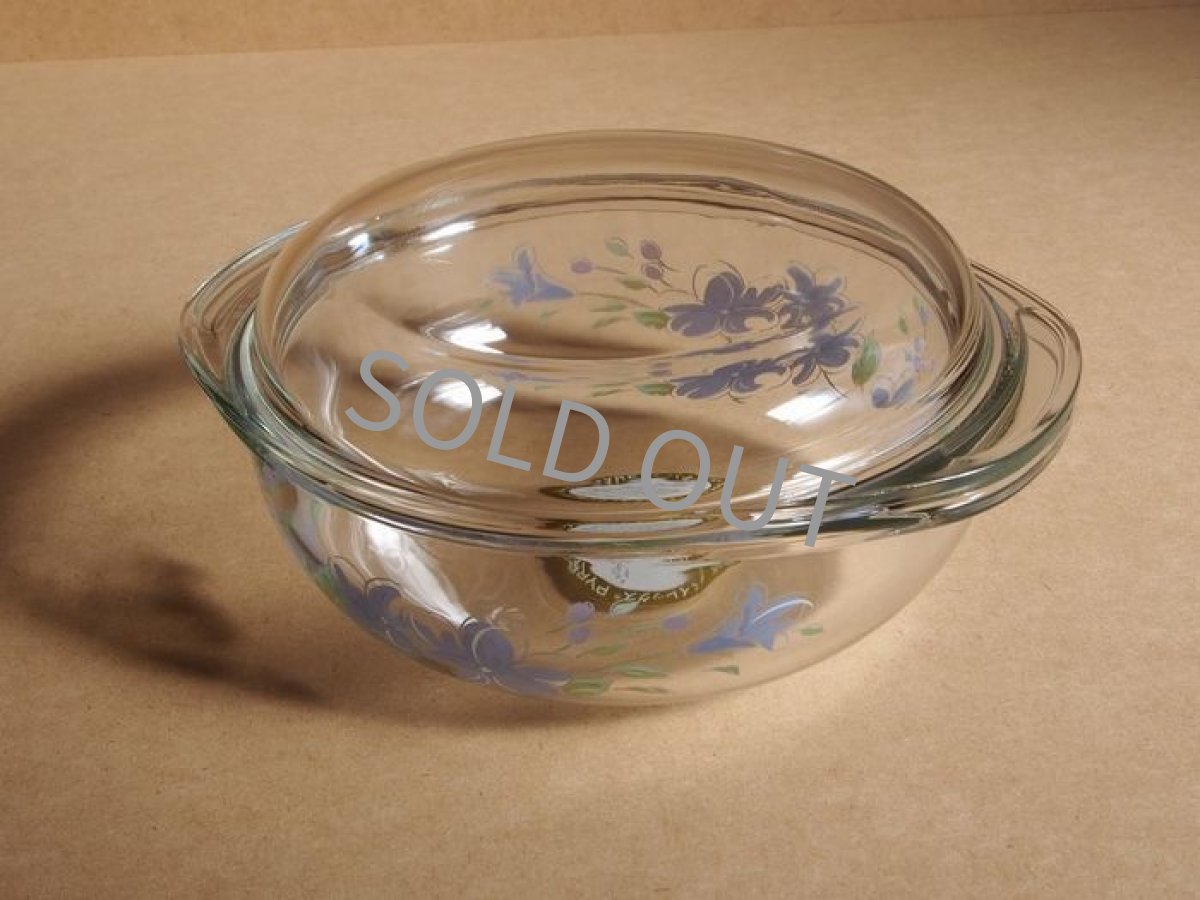 画像4: パイレックス 岩城硝子　耐熱キャセロール 中 日本製 19cm(8) 紫花 (4)