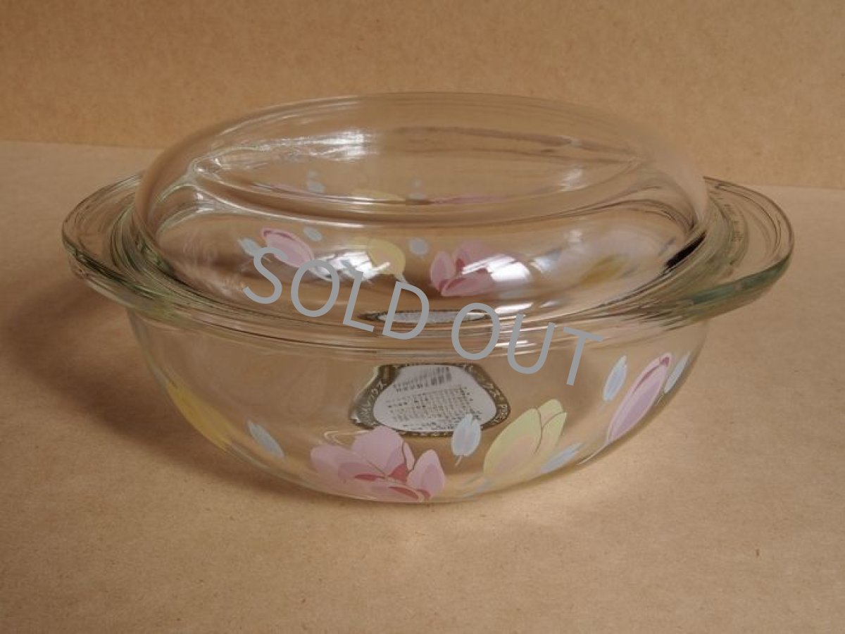 画像8: パイレックス 岩城硝子　耐熱キャセロール 中 日本製 19cm(7) 花 (8)