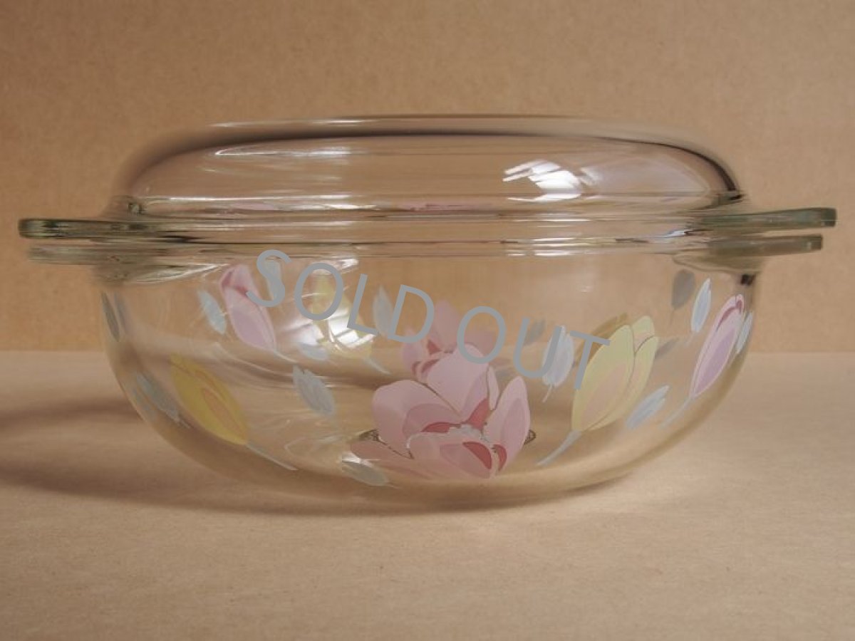 画像2: パイレックス 岩城硝子　耐熱キャセロール 中 日本製 19cm(7) 花 (2)