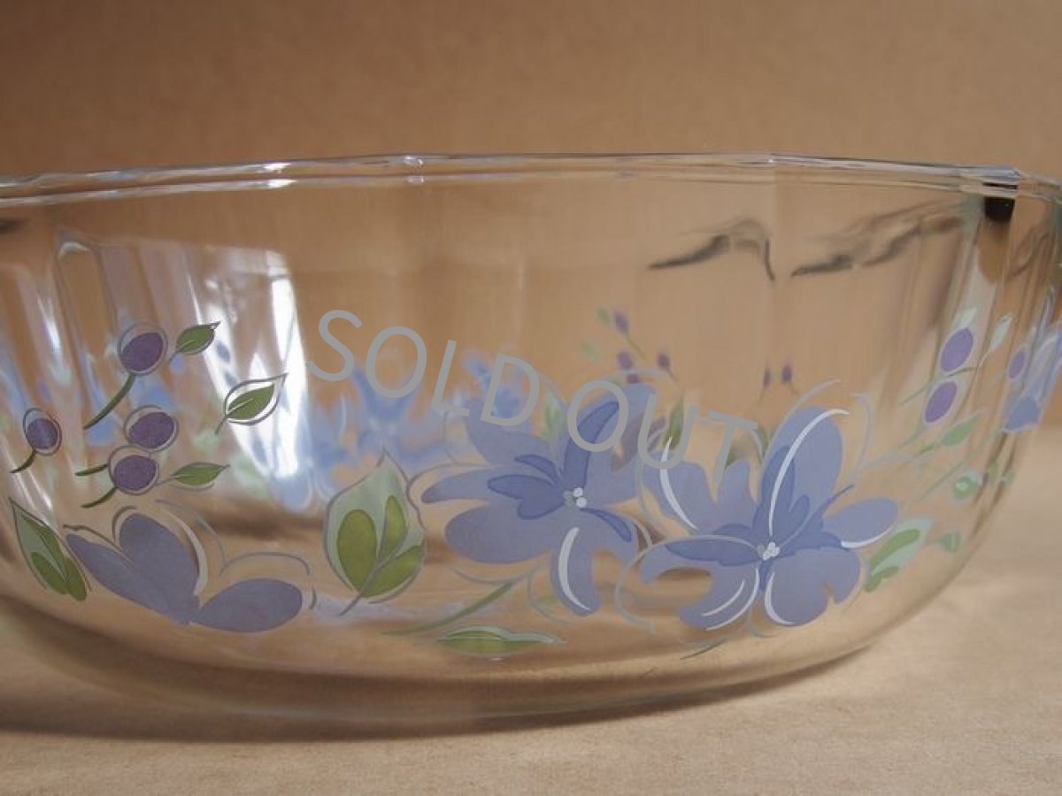 画像9: レトロ パイレックス　耐熱キャセロール 中 日本製 19.5cm(5) 紫花 (9)
