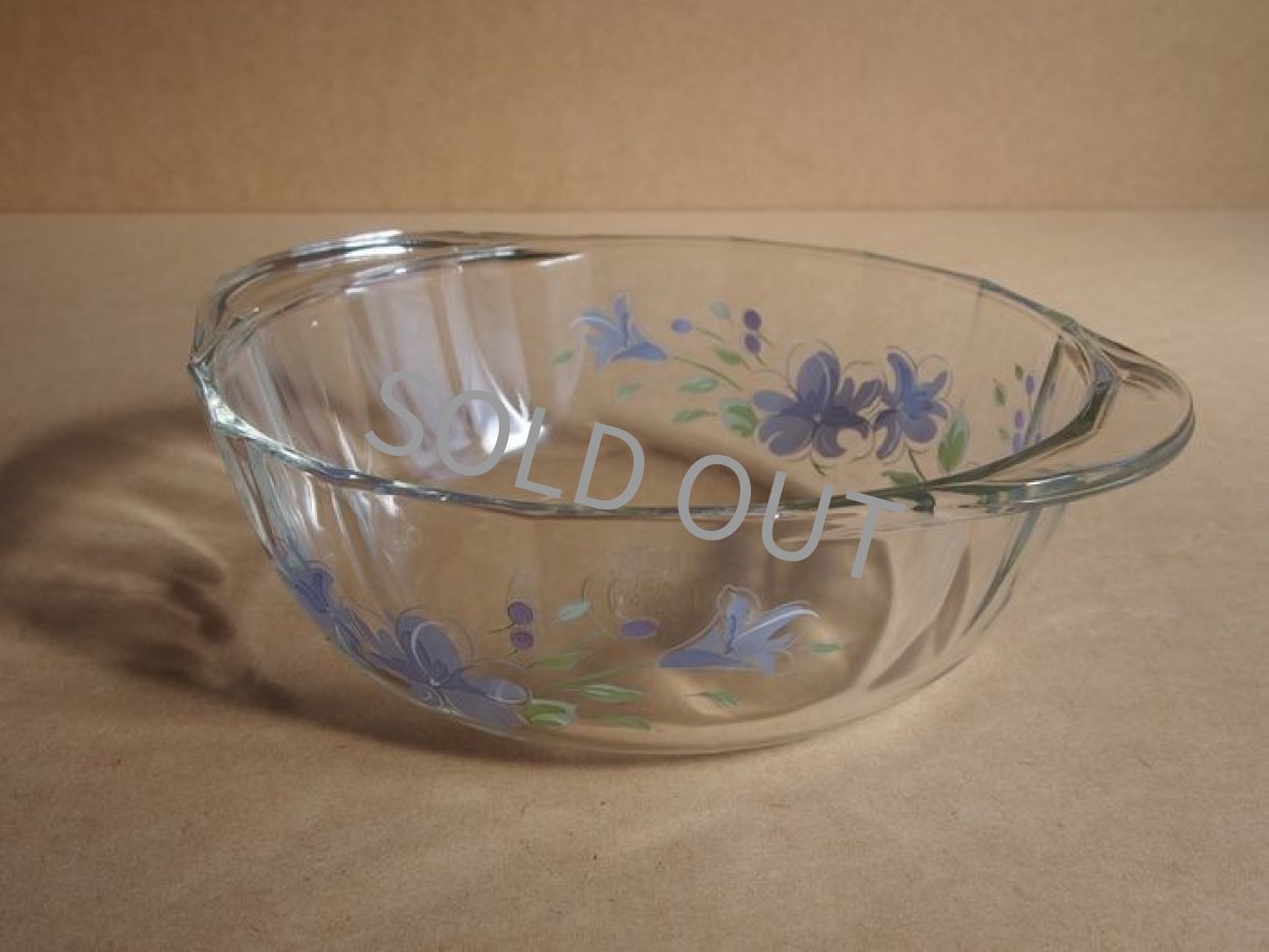 画像8: レトロ パイレックス　耐熱キャセロール 中 日本製 19.5cm(5) 紫花 (8)