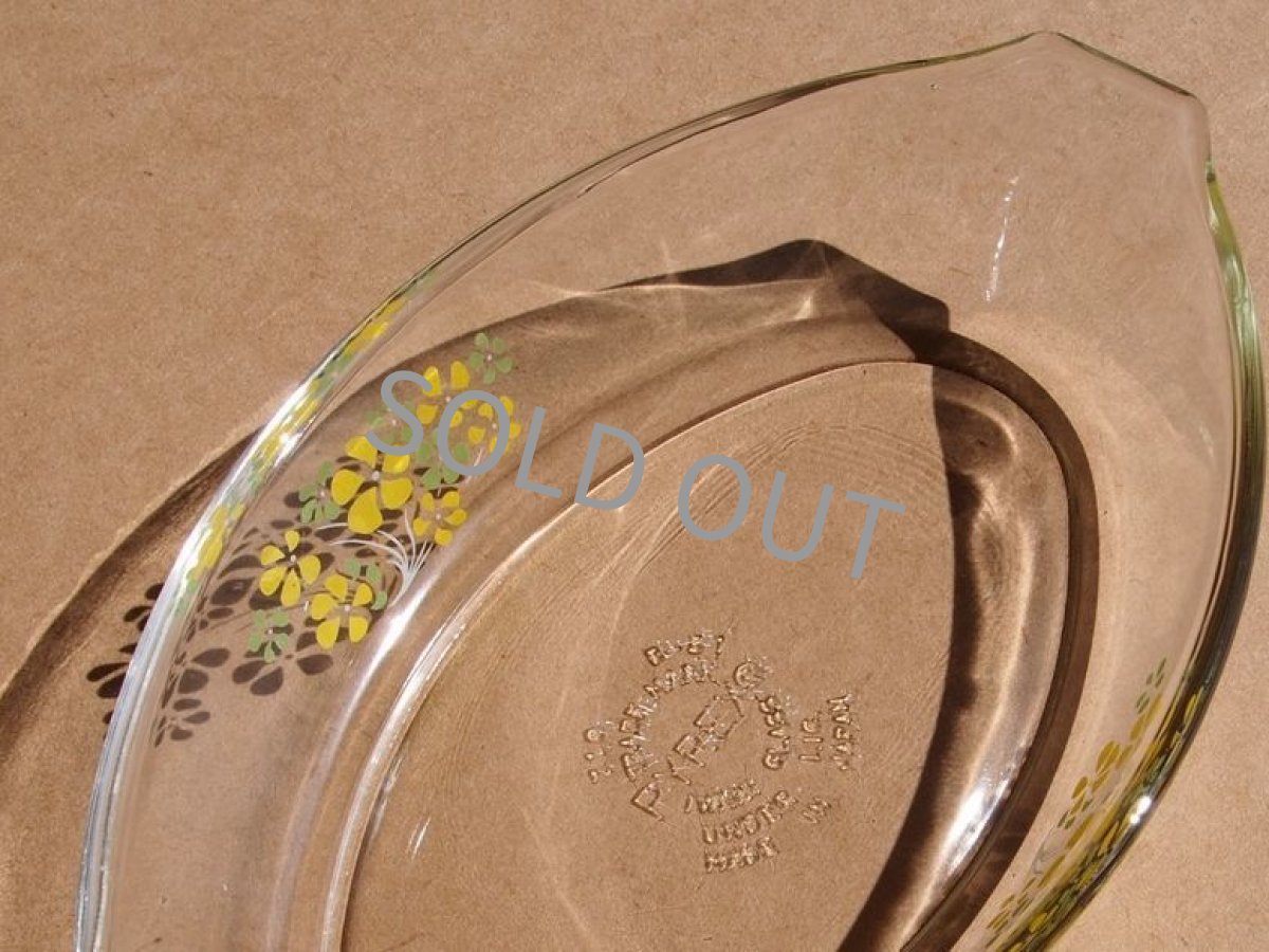 画像4: レトロ パイレックス 耐熱グラタン皿 日本製 19cm(1) 黄花 (4)