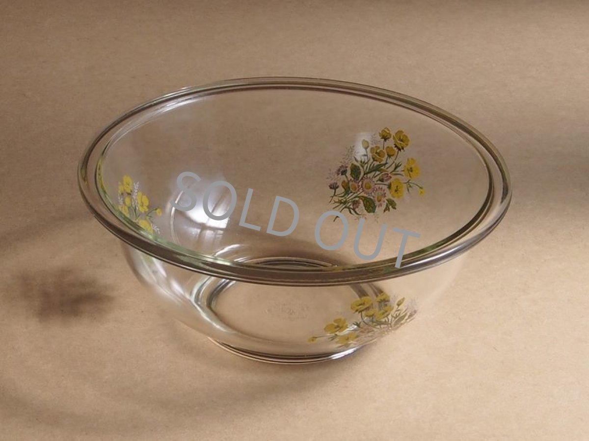 画像8: レトロ パイレックス 岩城硝子 ボウル 大 ブーケ 日本製 22.5cm (8)