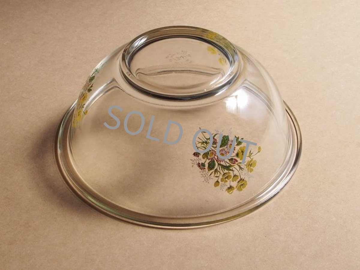 画像10: レトロ パイレックス 岩城硝子 ボウル 大 ブーケ 日本製 22.5cm (10)