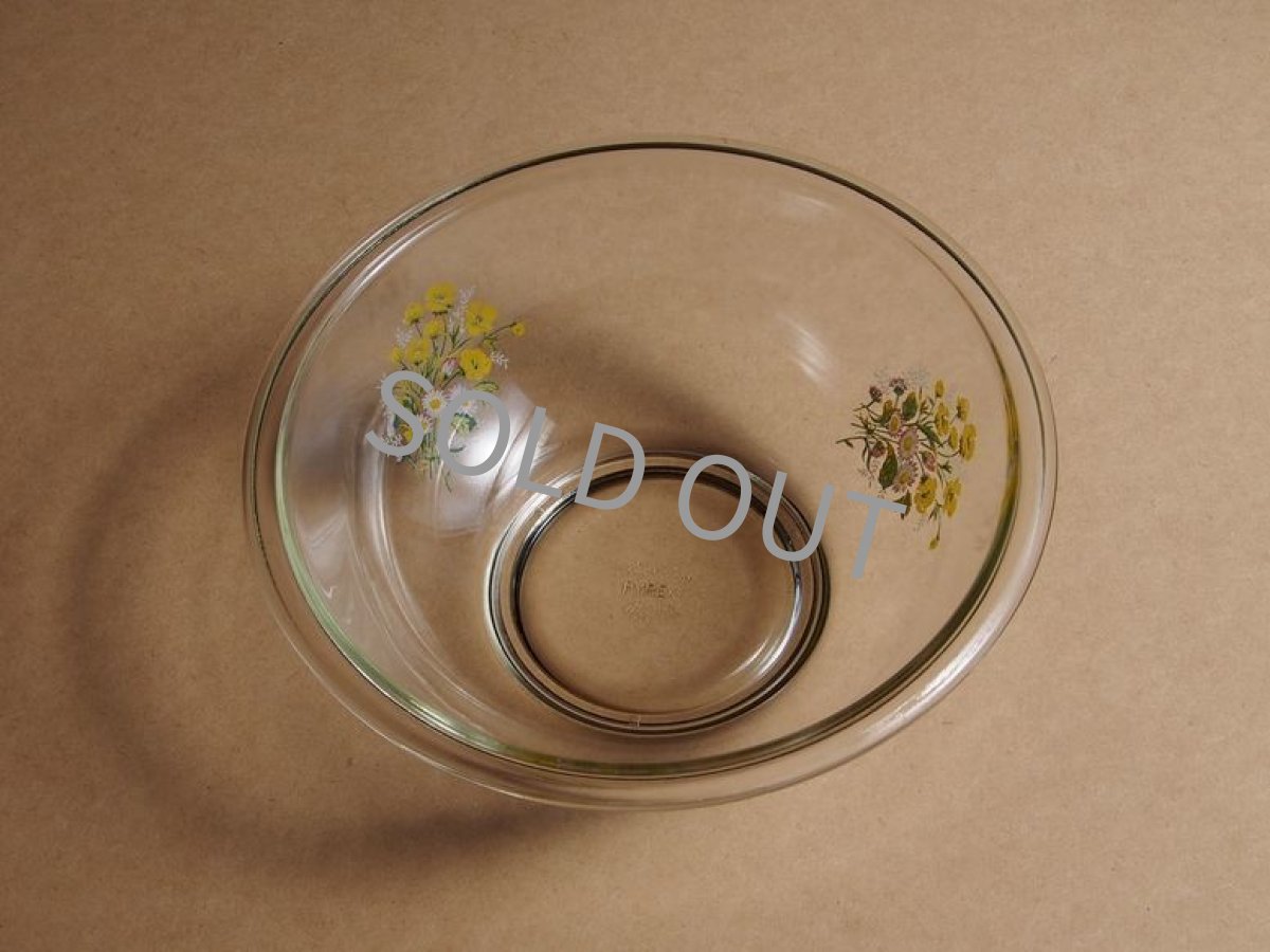 画像6: レトロ パイレックス 岩城硝子 ボウル 大 ブーケ 日本製 22.5cm (6)