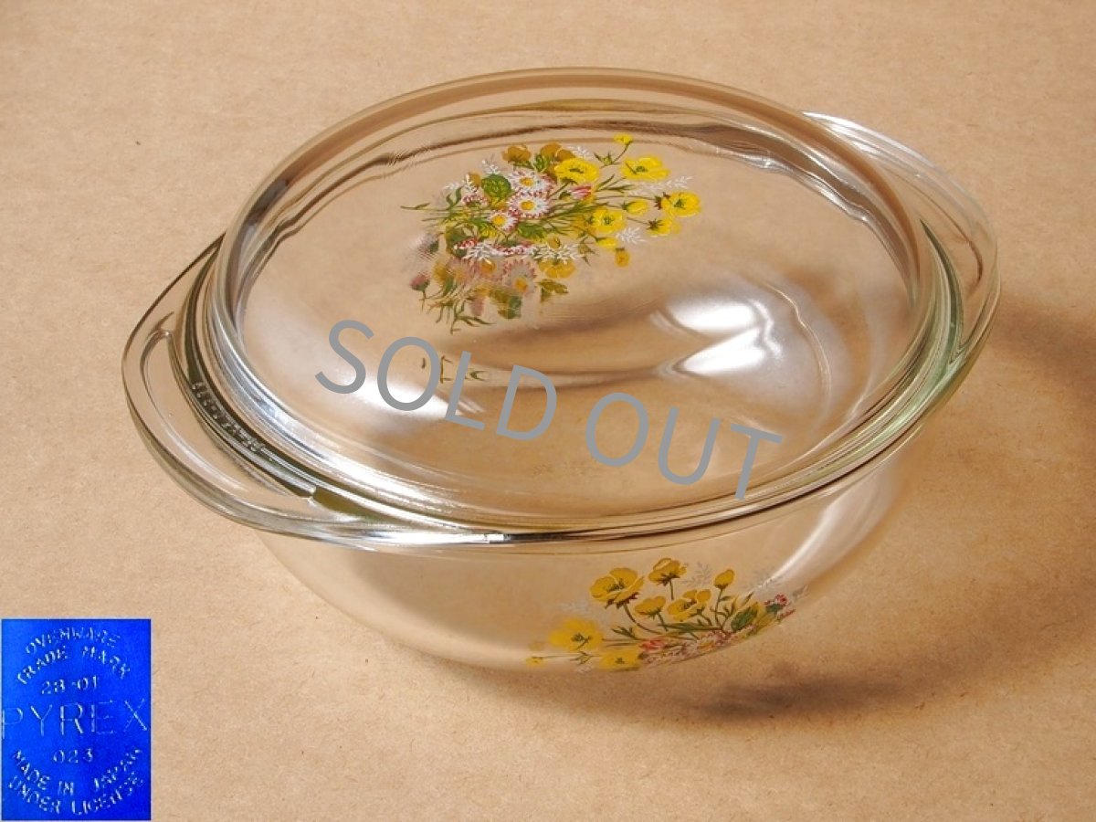 画像2: レトロ パイレックス キャセロール 中 ブーケ 日本製 19cm(10) (2)