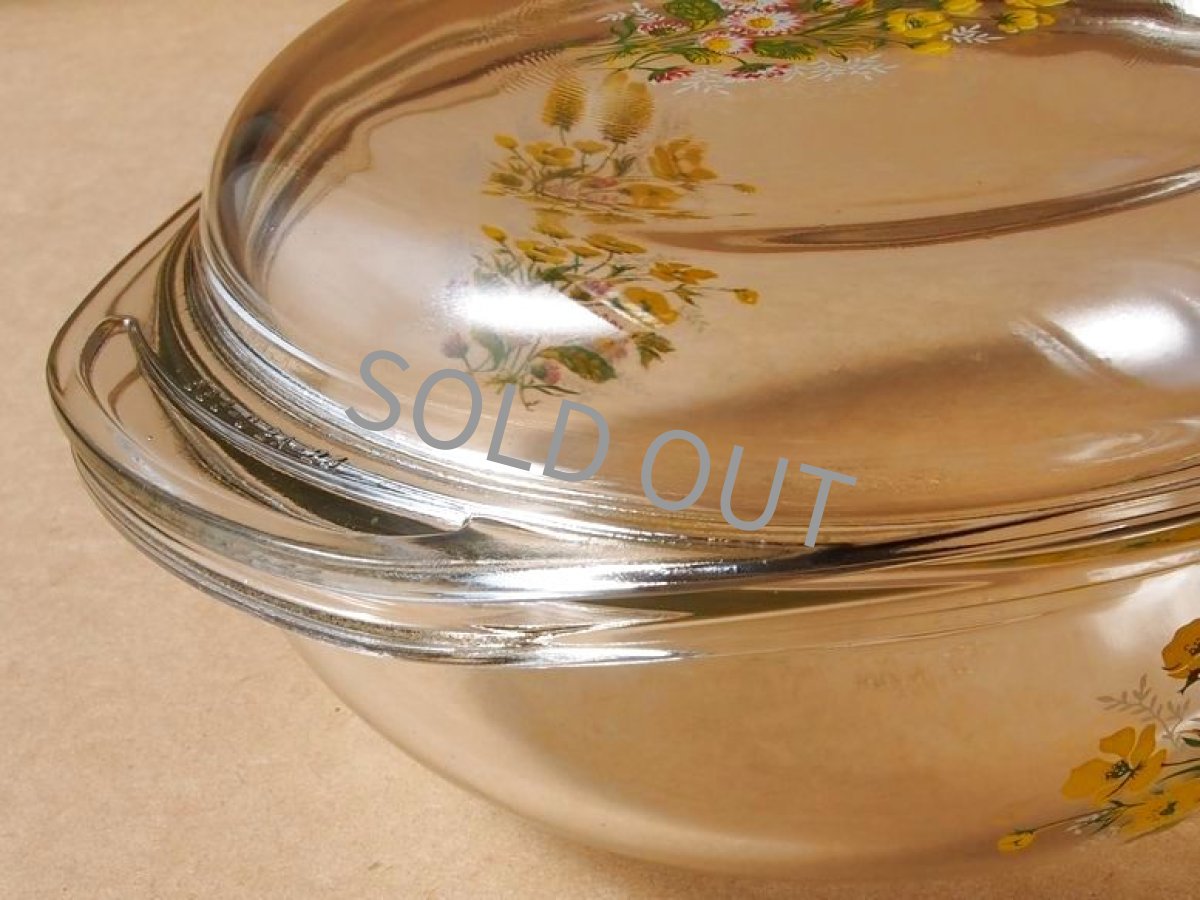 画像7: レトロ パイレックス キャセロール 中 ブーケ 日本製 19cm(10) (7)