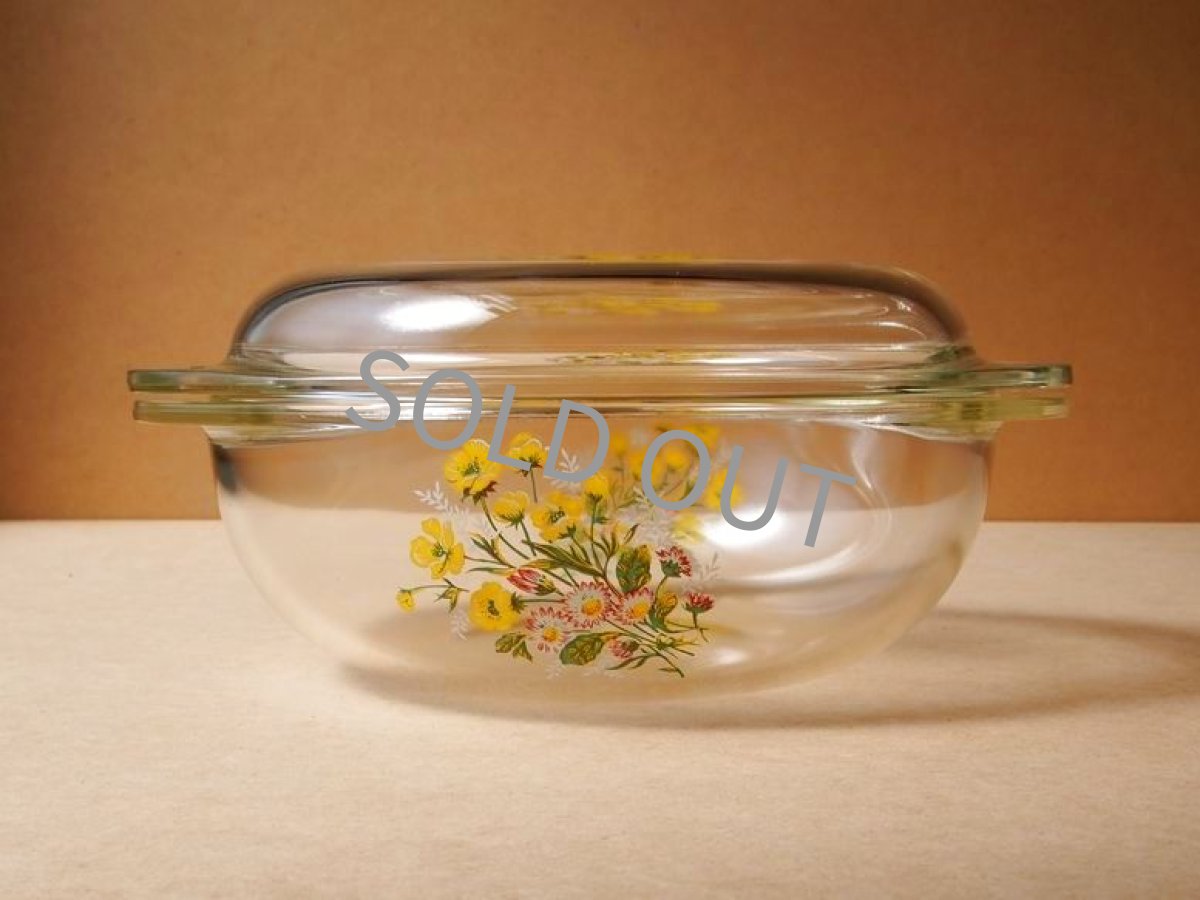 画像4: レトロ パイレックス キャセロール 中 ブーケ 日本製 19cm(10) (4)