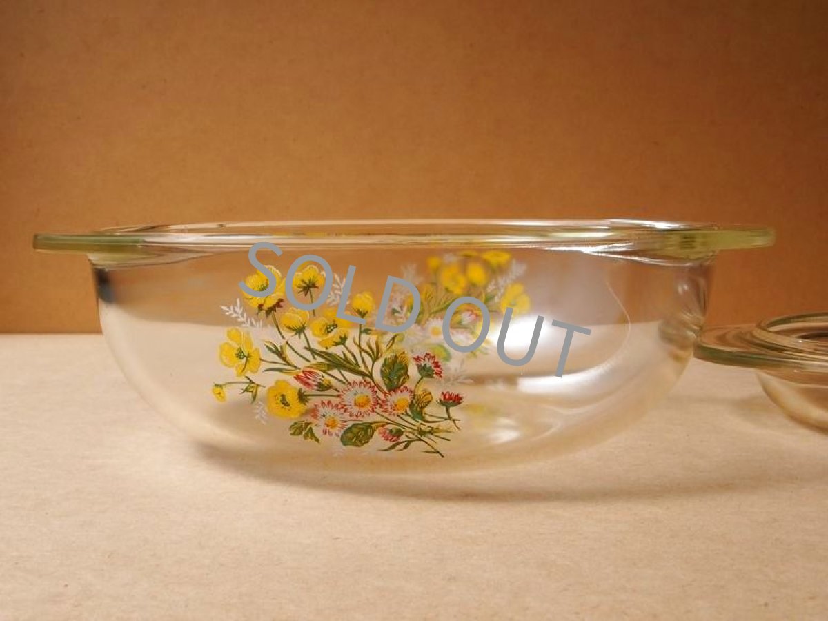 画像9: レトロ パイレックス キャセロール 中 ブーケ 日本製 19cm(10) (9)